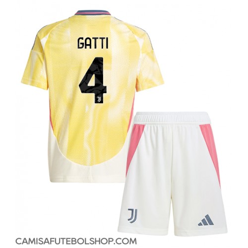 Camisa de time de futebol Juventus Federico Gatti #4 Replicas 2º Equipamento Infantil 2024-25 Manga Curta (+ Calças curtas)